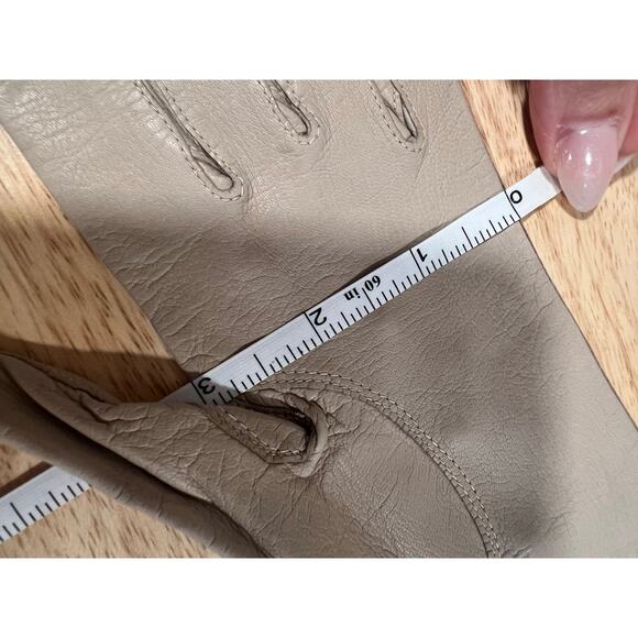Vintage Dainty Long Leather Gloves Taupe Small JL - Picture 12 of 14